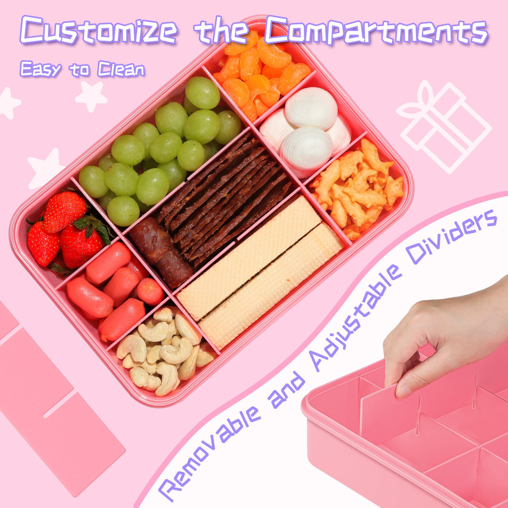 Xyptorix pink snack box with convenient handle for travel.
