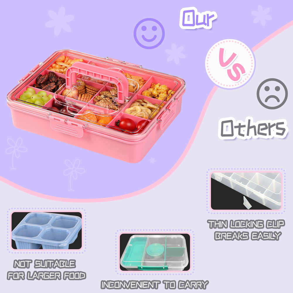 Large capacity fits a variety of snacks for kids and adults.