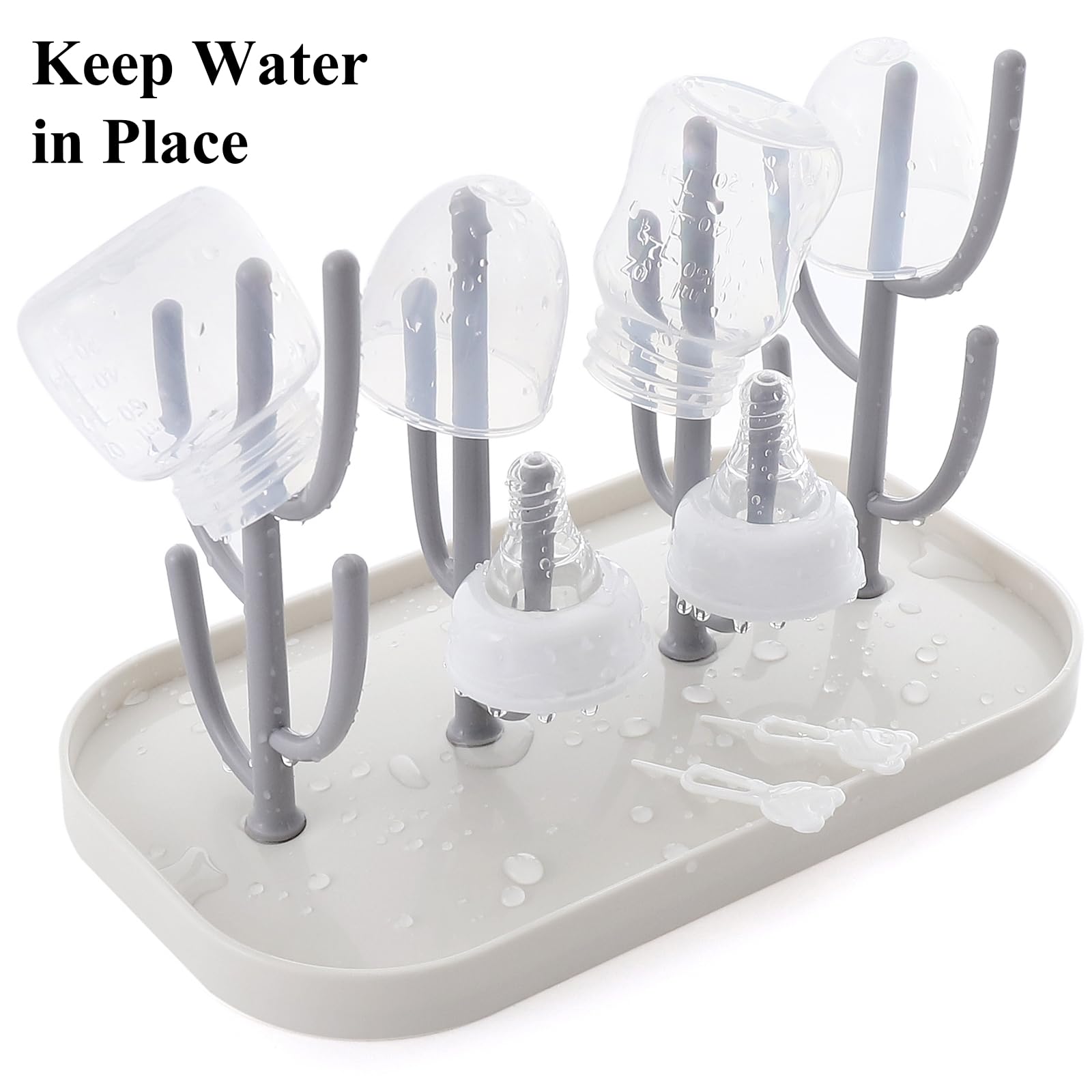 XYW rack hangs various bottles, nipples, and pacifiers to air dry.