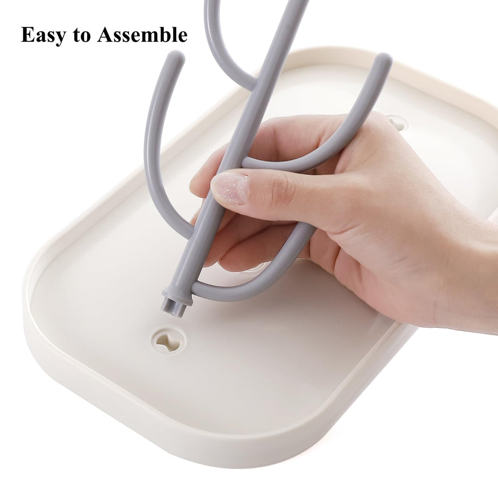 XYW space-saving rack fits on countertops while drying pump parts.