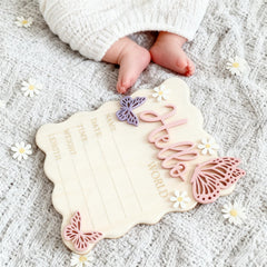 XYZRTLON personalized birth keepsake wooden sign in pink