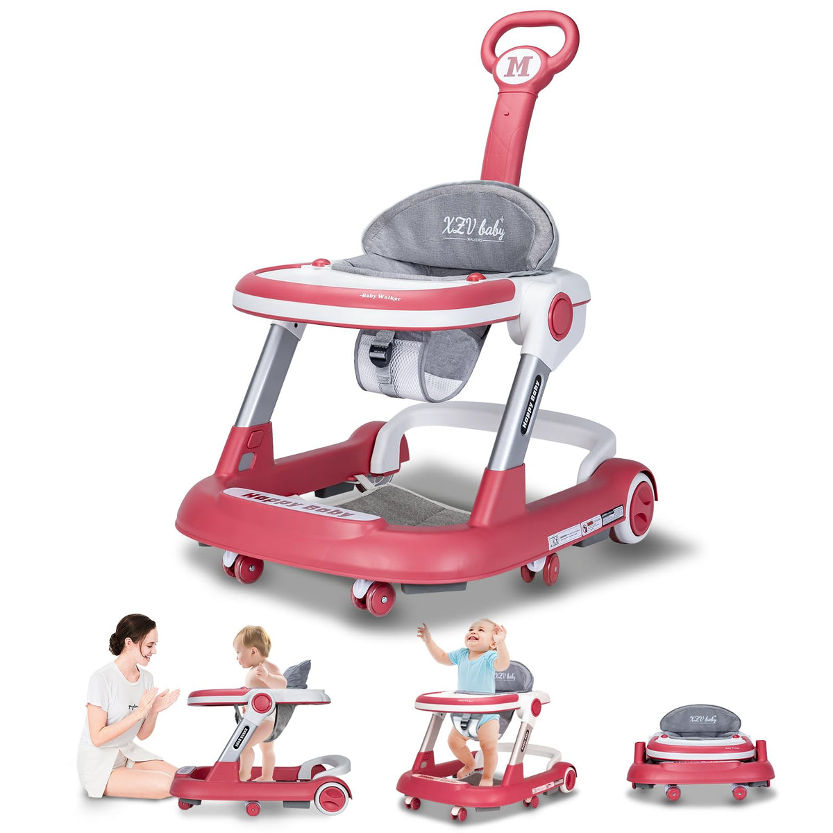 XZV Baby Walker 5-in-1 foldable setup for easy storage and multi-mode use.