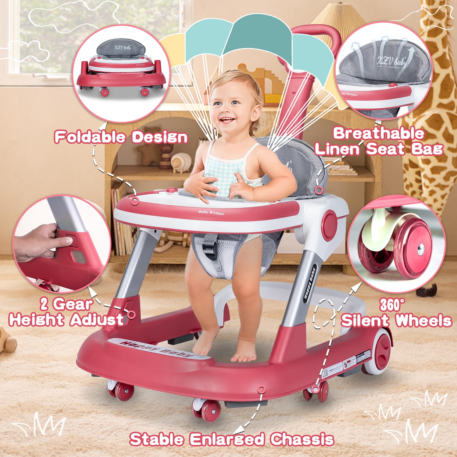 XZV Baby Walker 5-in-1 infant-seat offers cozy seating during early milestones.