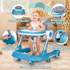 XZV baby walker showing foldable design for storage and travel.