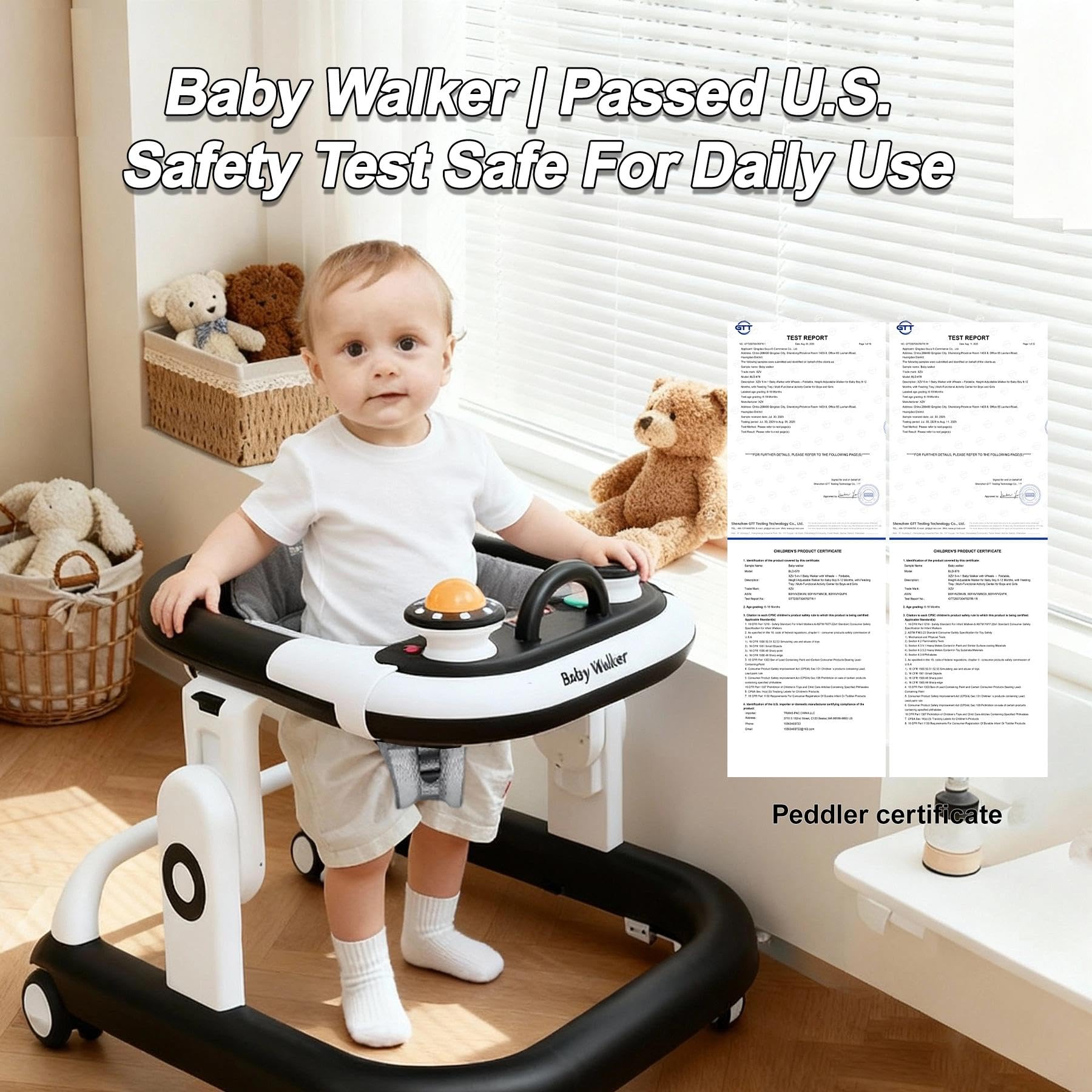 XZV walker with height-adjustable seat grows with your baby