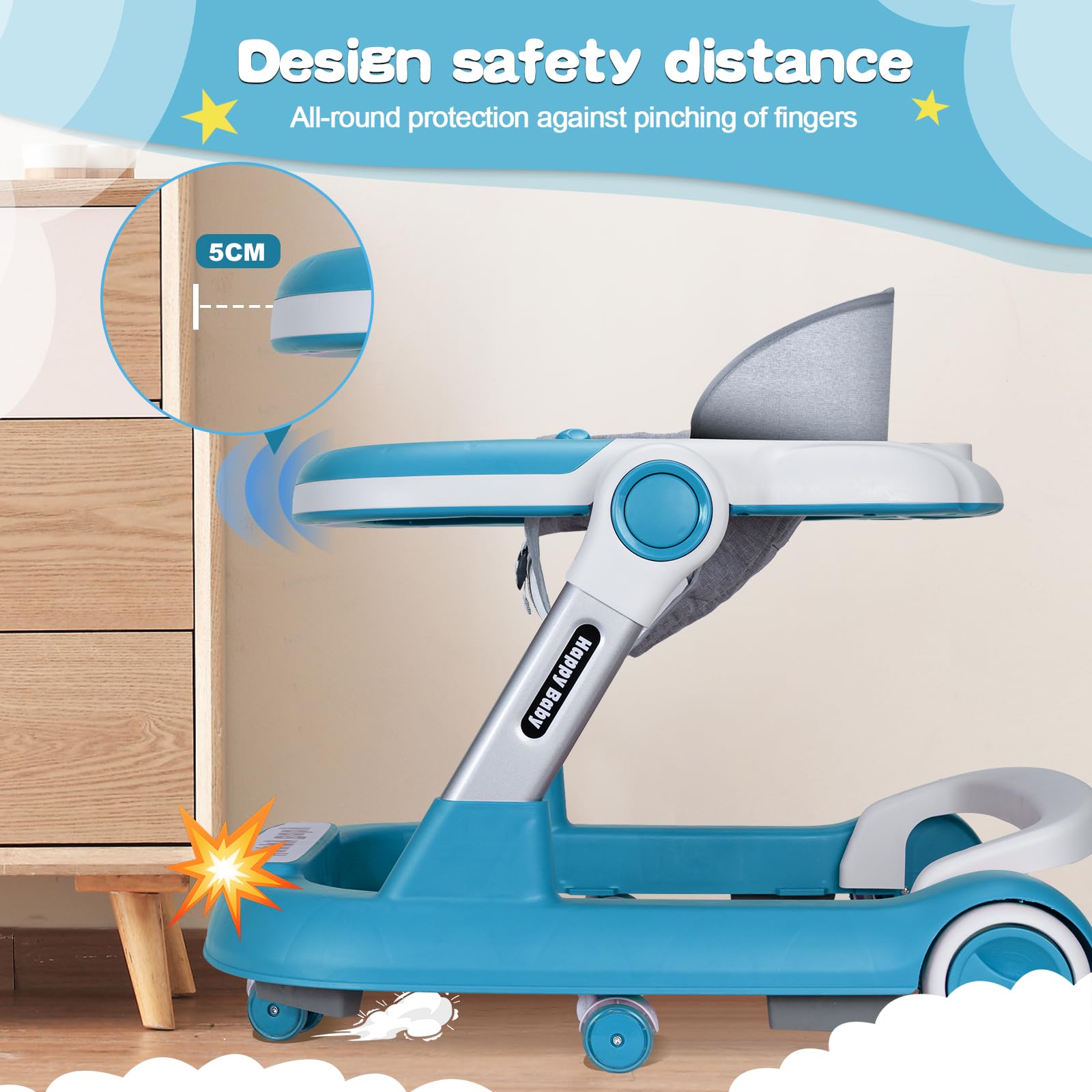 XZV footrest provides a comfortable resting position for little feet.