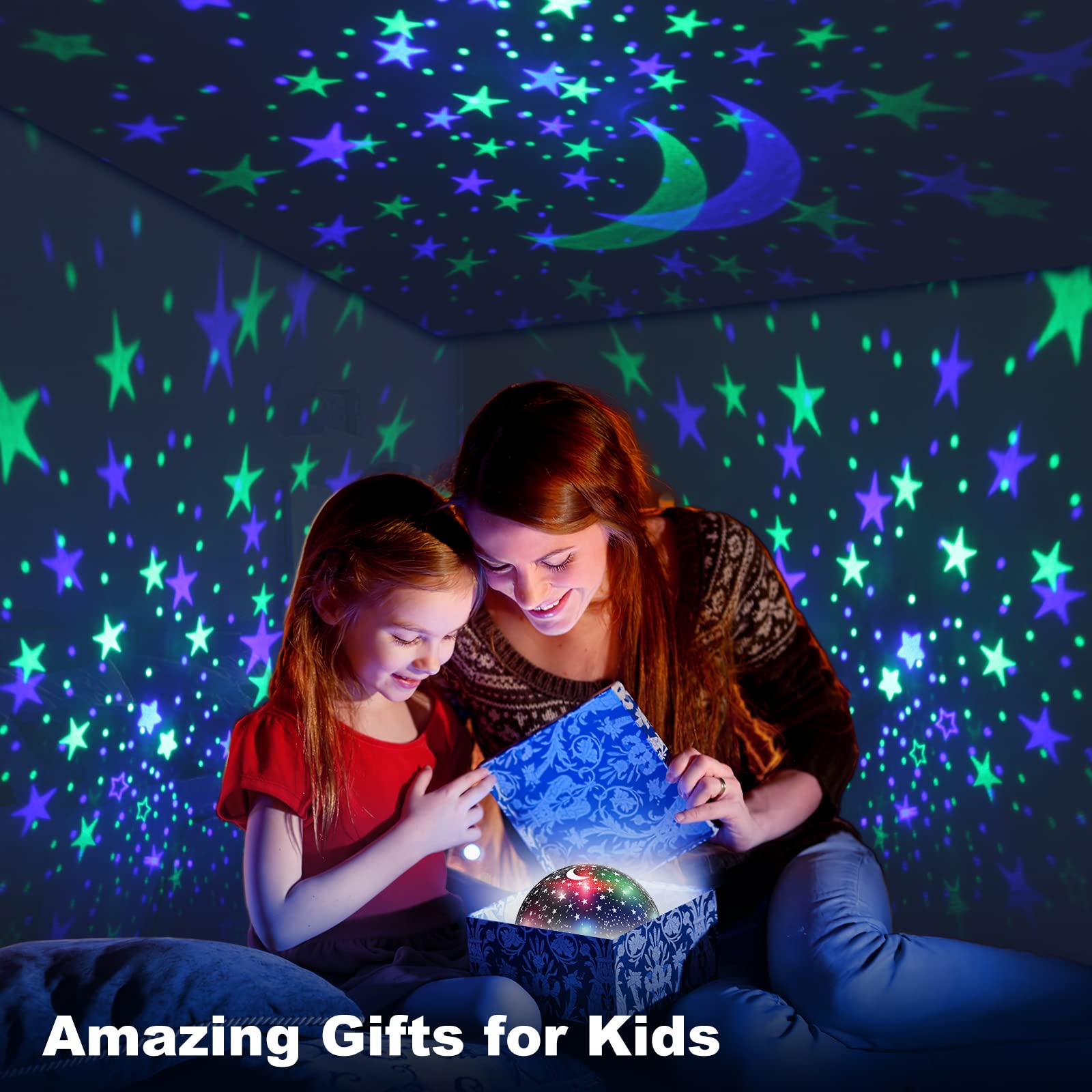 YACHANCE Kids Night Light Projector with remote for easy bedtime control.