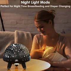 YACHANCE Night Light Projector demonstrates 360-degree rotation with immersive starry visuals.