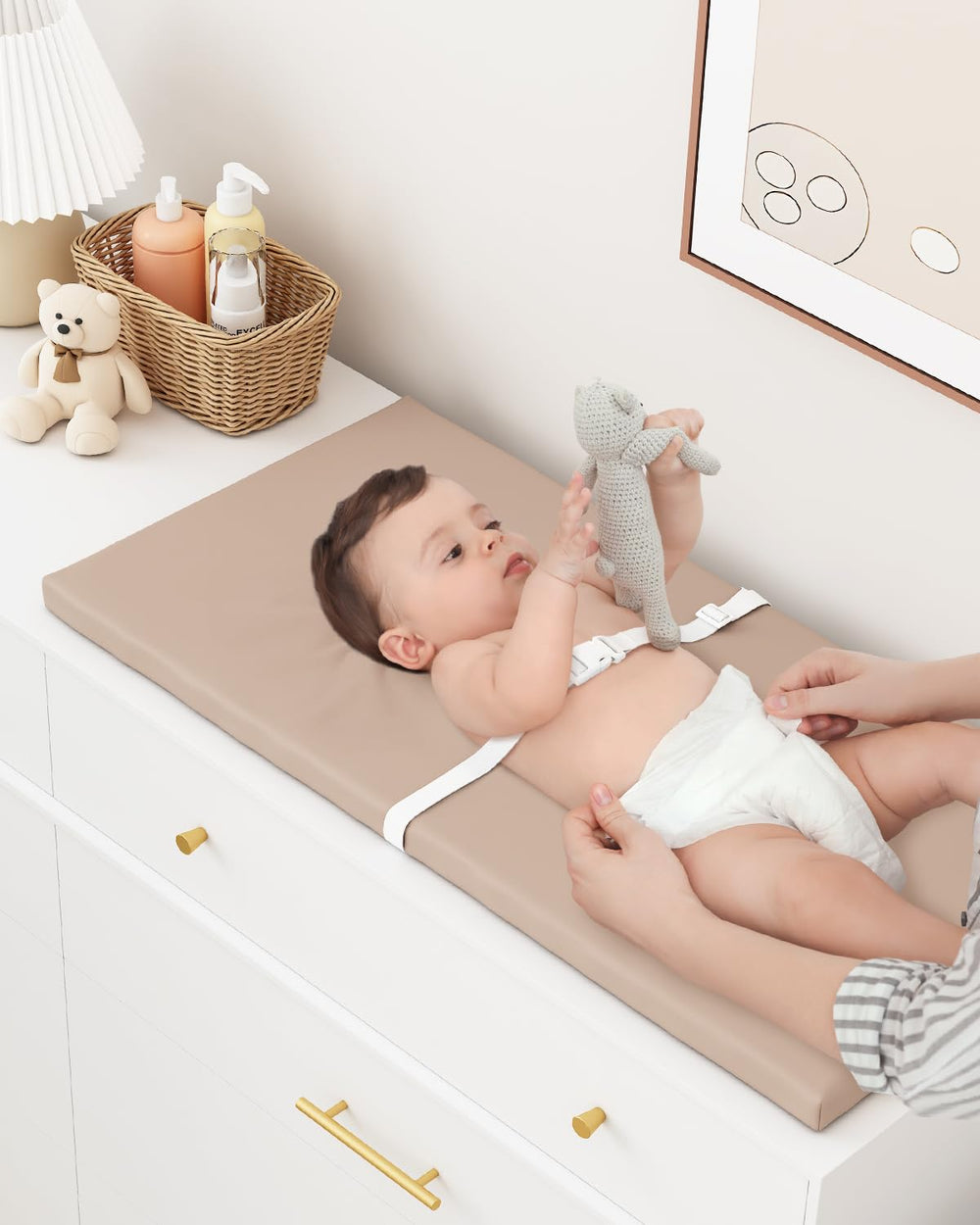YACODAVO light brown nursery changing pad adds warmth to any room