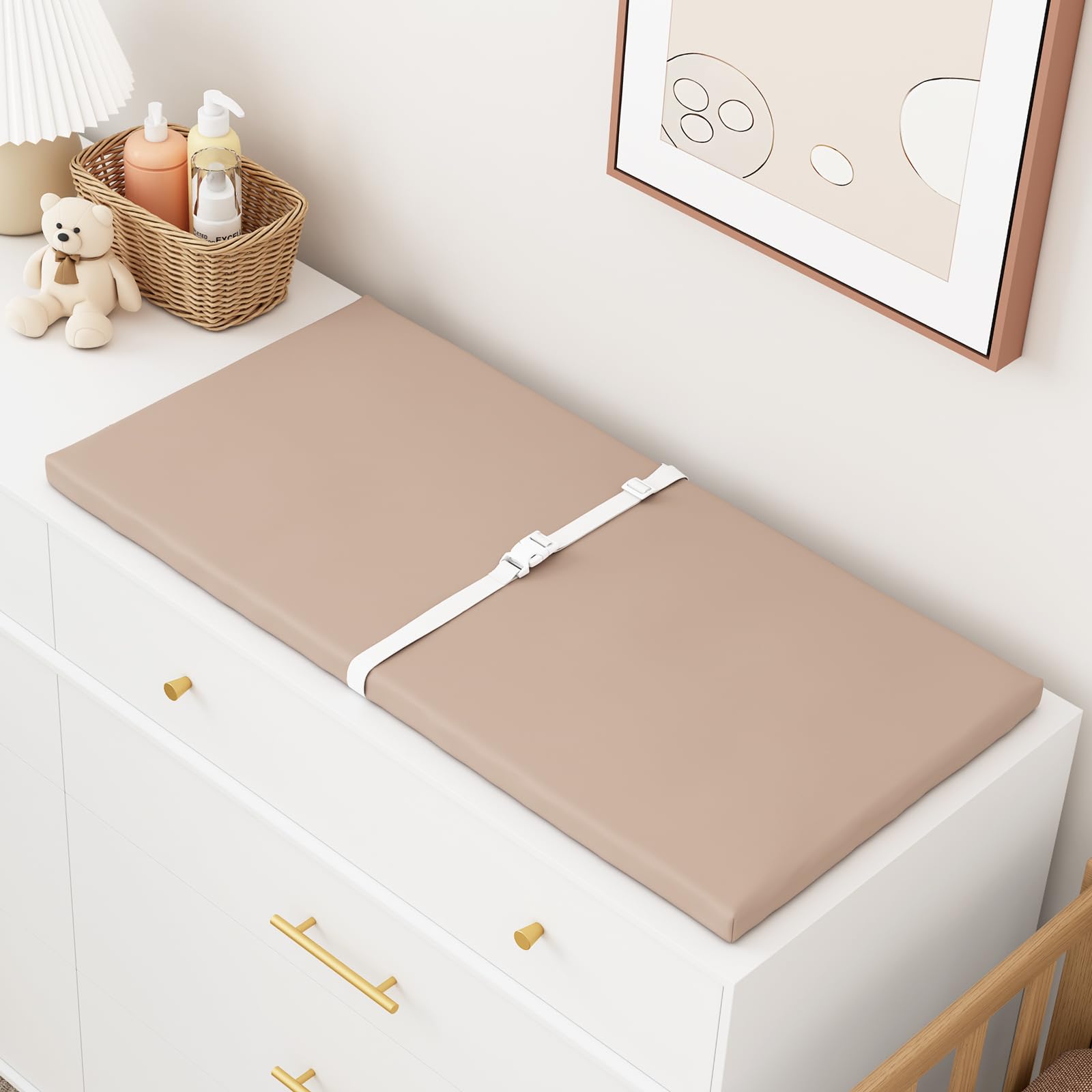 YACODAVO wipeable baby changing pad on dresser for quick diaper changes