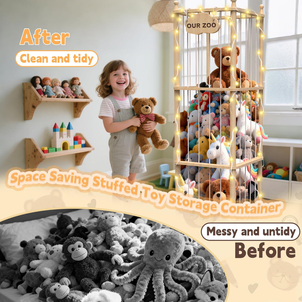 YACONA elastic bands securely hold plushies for a tidy display.