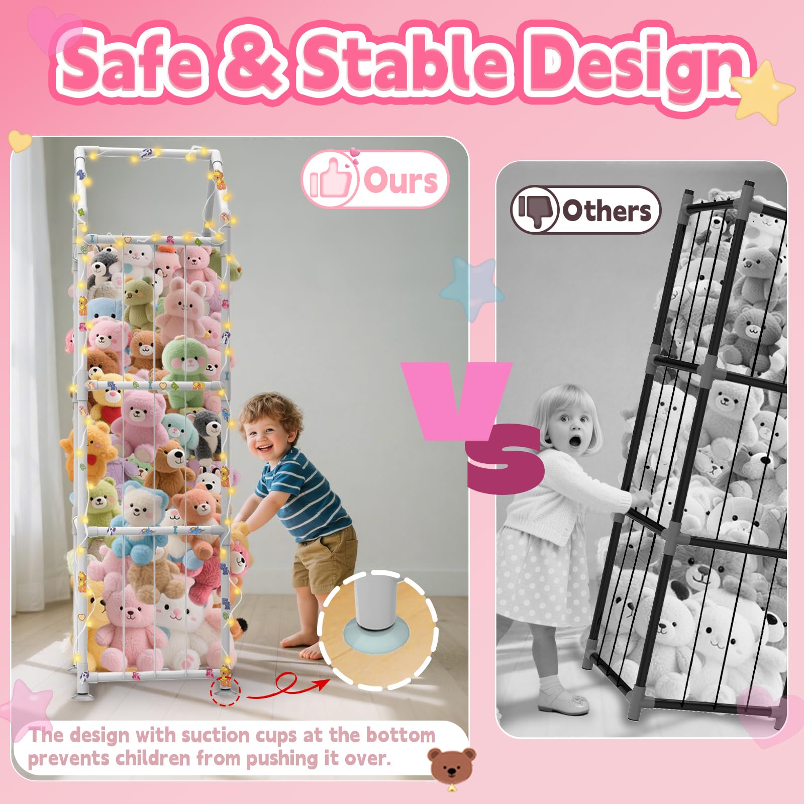 YACONA display features a LED light to highlight the toy collection.