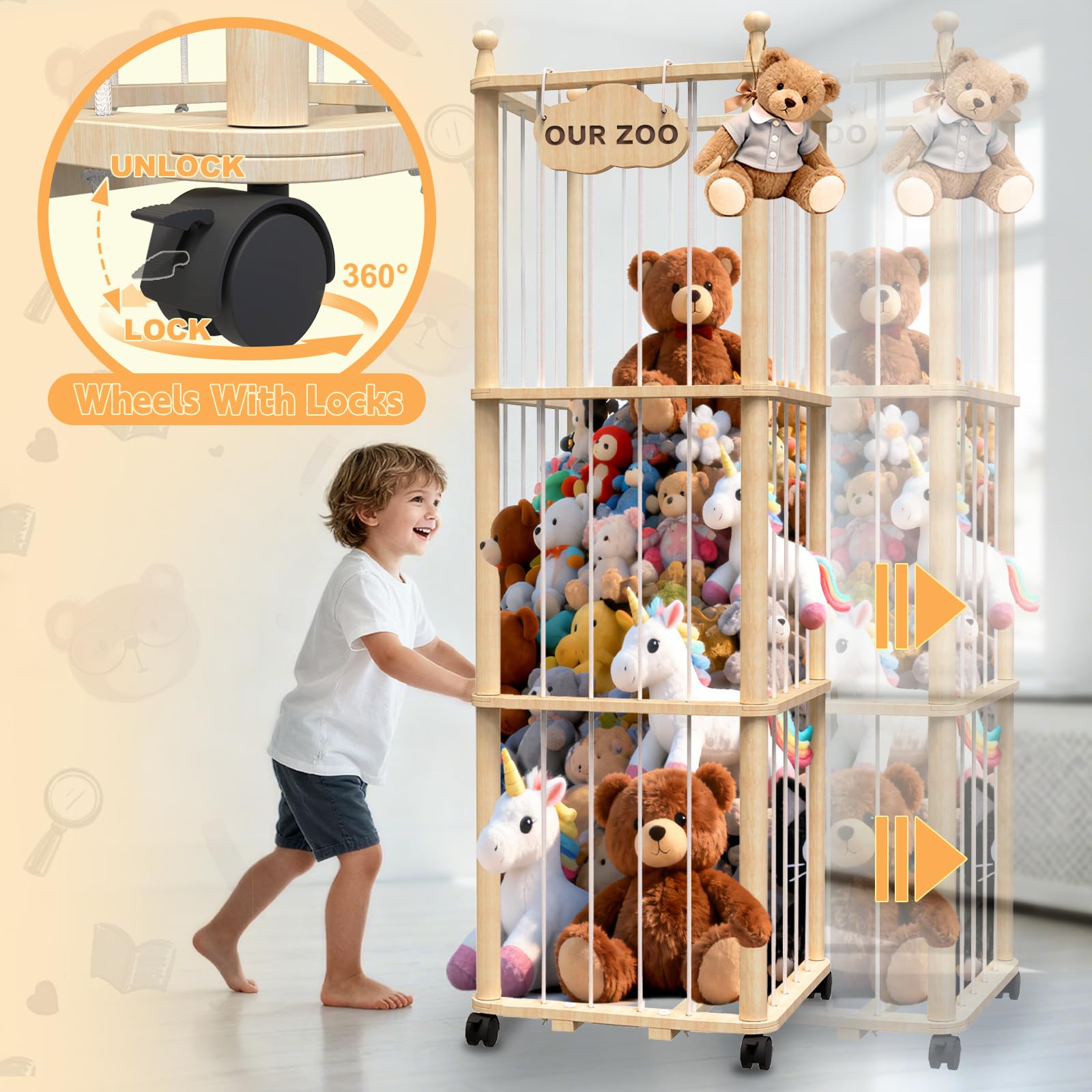 YACONA wooden frame with rounded edges ensuring child safety in playrooms.