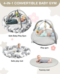 Yacul baby gym mat detachable toys promote sensory exploration and hand-eye coordination.