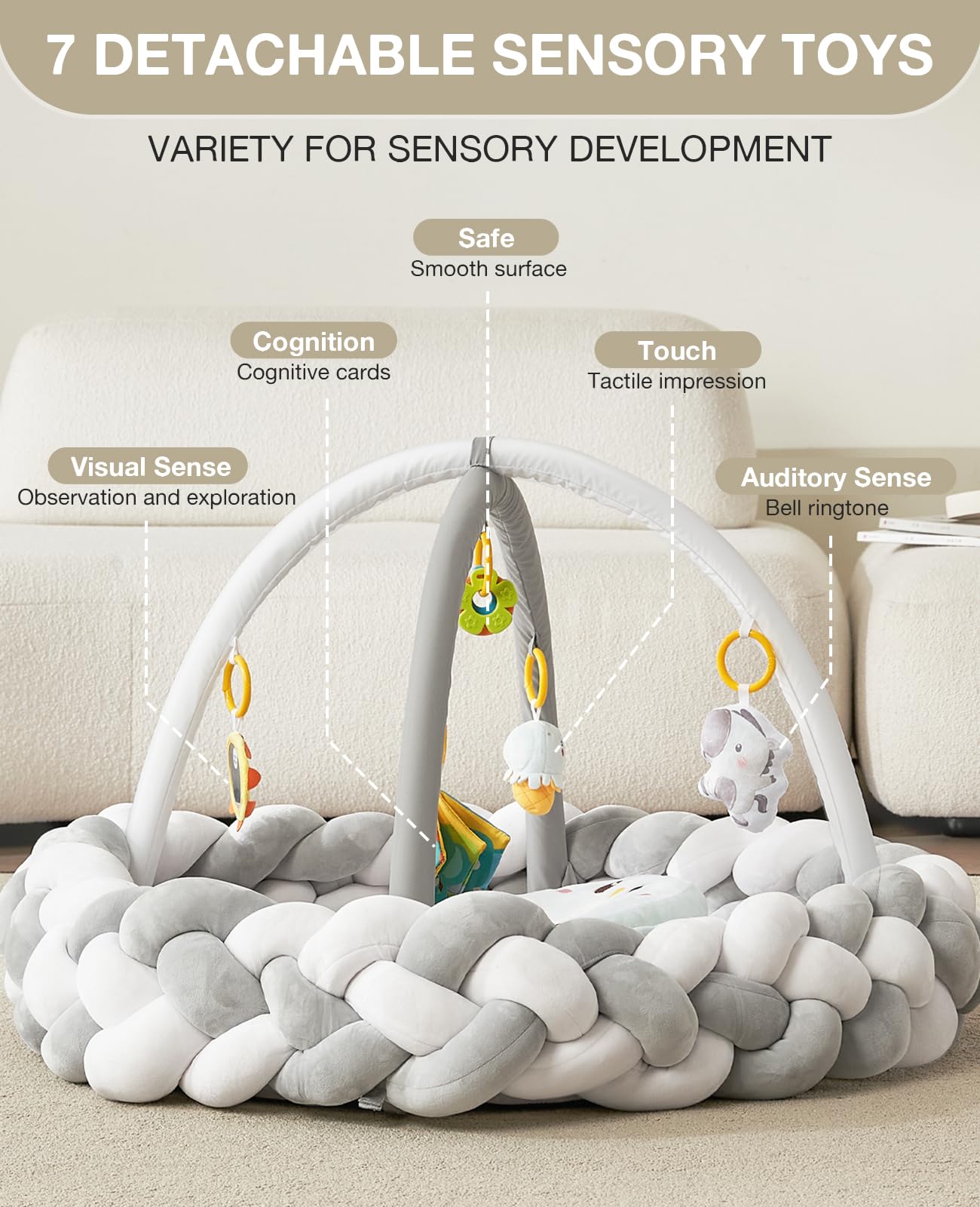 Yacul spacious play area supports diverse positions and extended tummy time sessions.