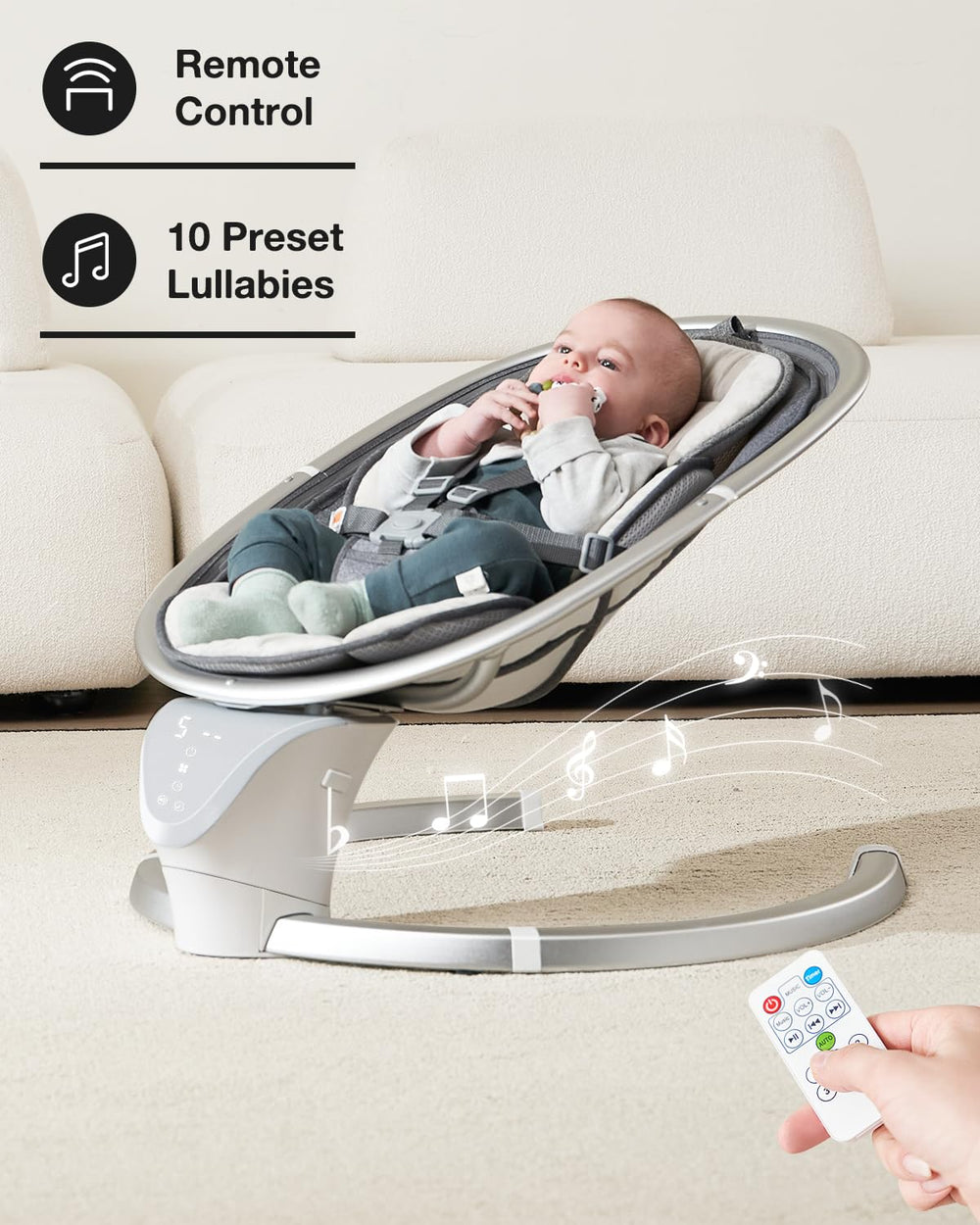 Yacul swing timer and lullabies support calm bedtimes.