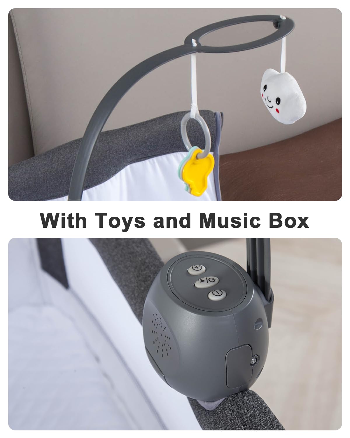 Yacul safety straps help secure the bassinet to the bed for steadiness