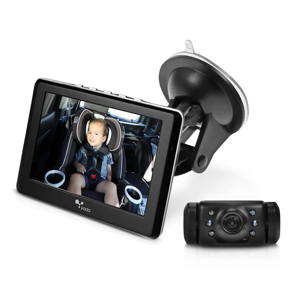 Yada baby monitor display mounted on windshield provides hands-free viewing for drivers.