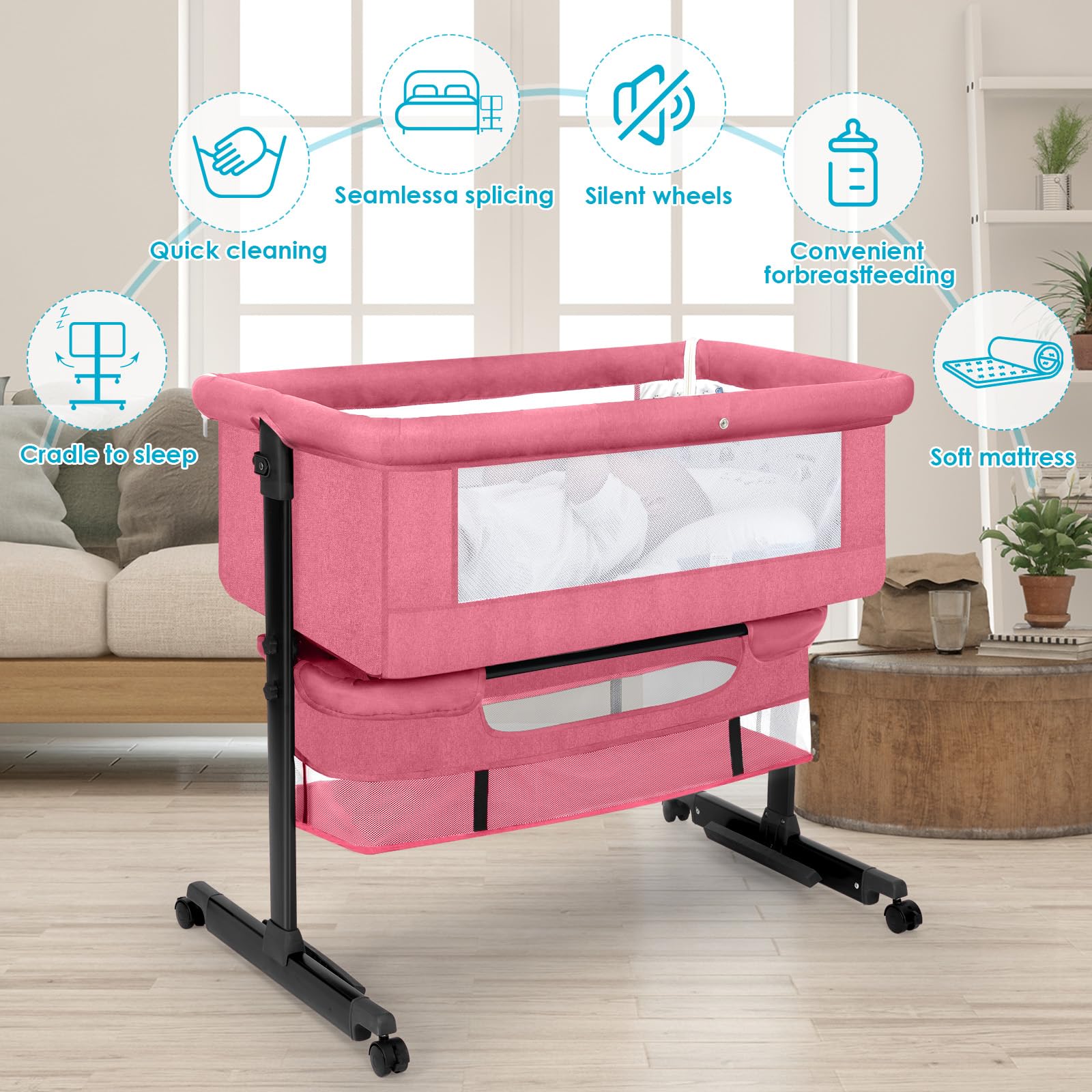 YADAQE Removable Sheets pink simplify cleaning and care routines.