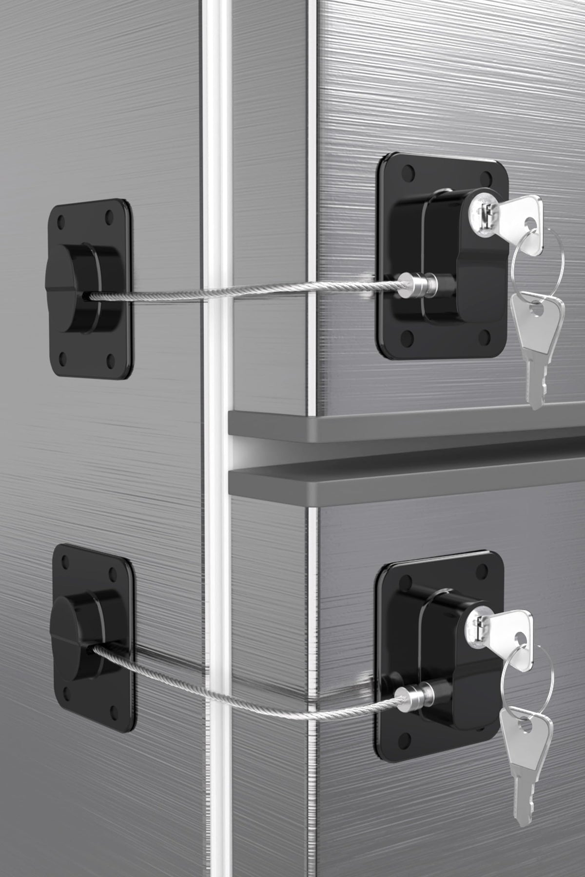 Yaekea 2-pack fridge lock with adhesive backing for tool-free installation