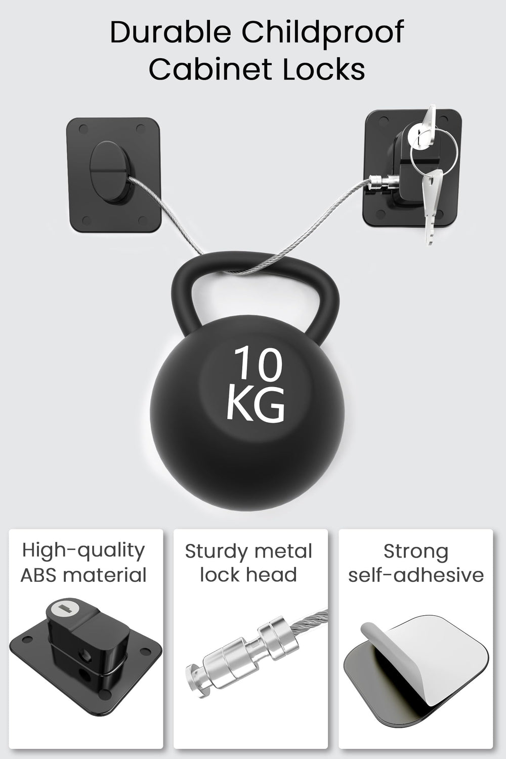 Yaekea fridge lock showing two keys included for each lock