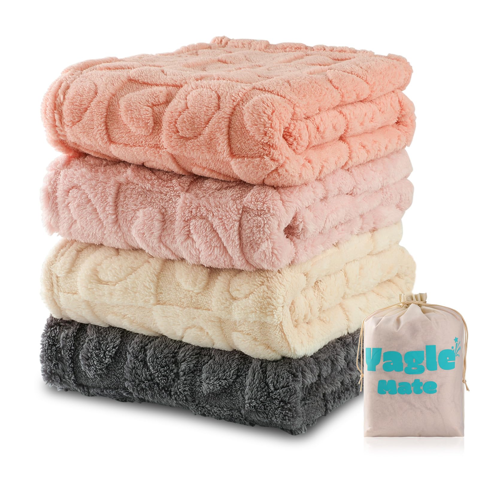 Yagle Mate heart-checkered light pink blanket for crib or stroller; plush warmth.
