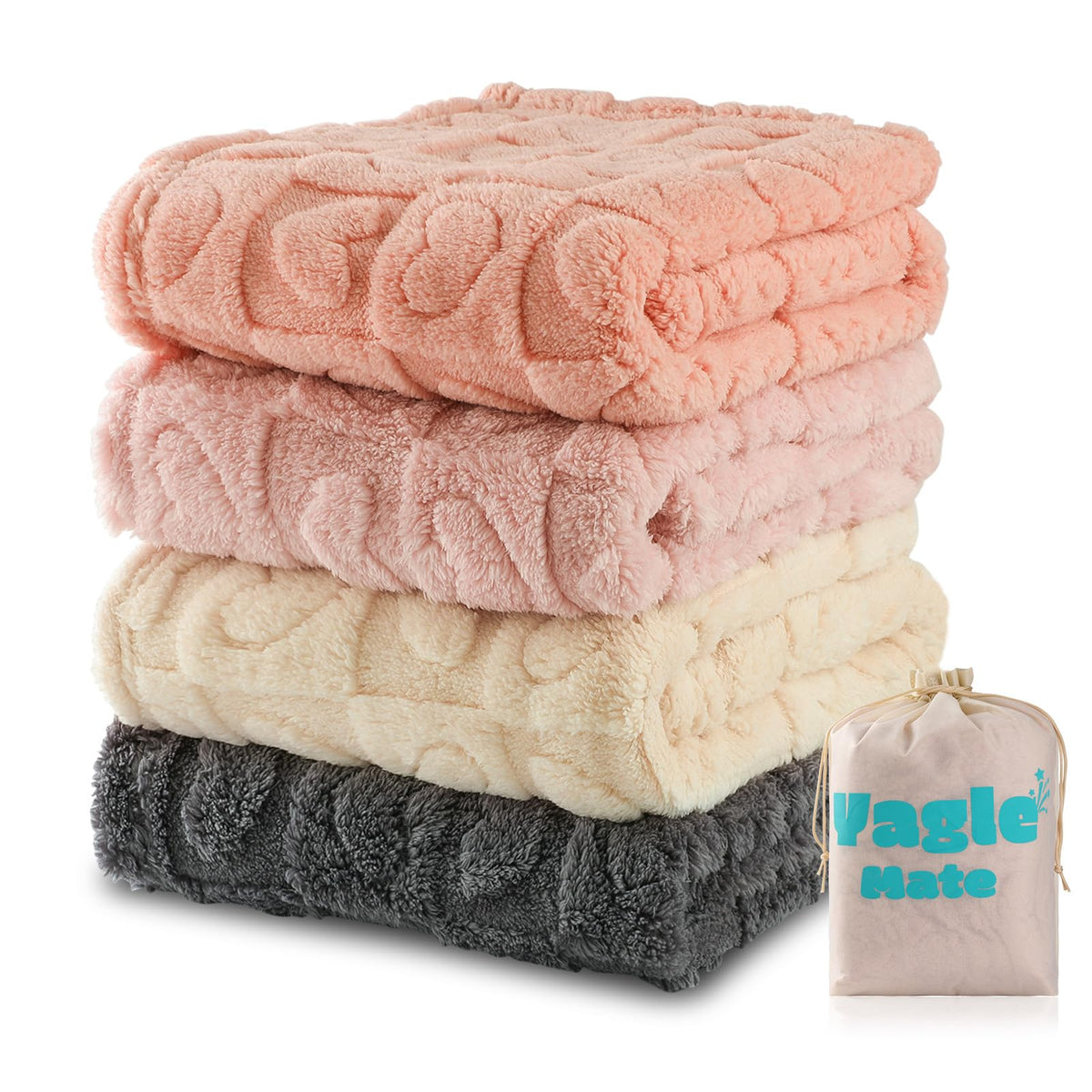 Yagle Mate heart-checkered light pink blanket for crib or stroller; plush warmth.