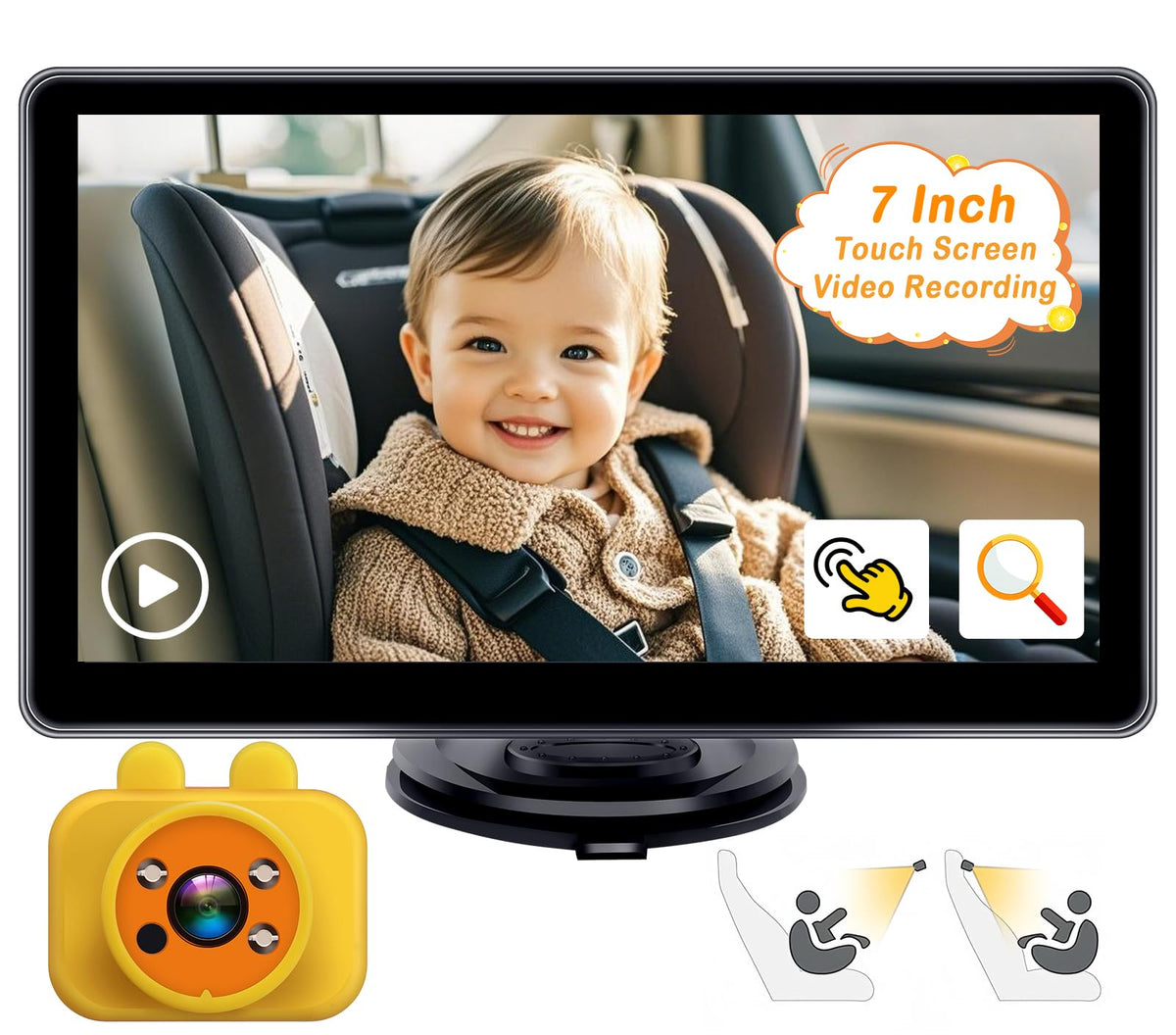 Yakry Baby Car Camera 7-inch touchscreen for easy on-the-road monitoring