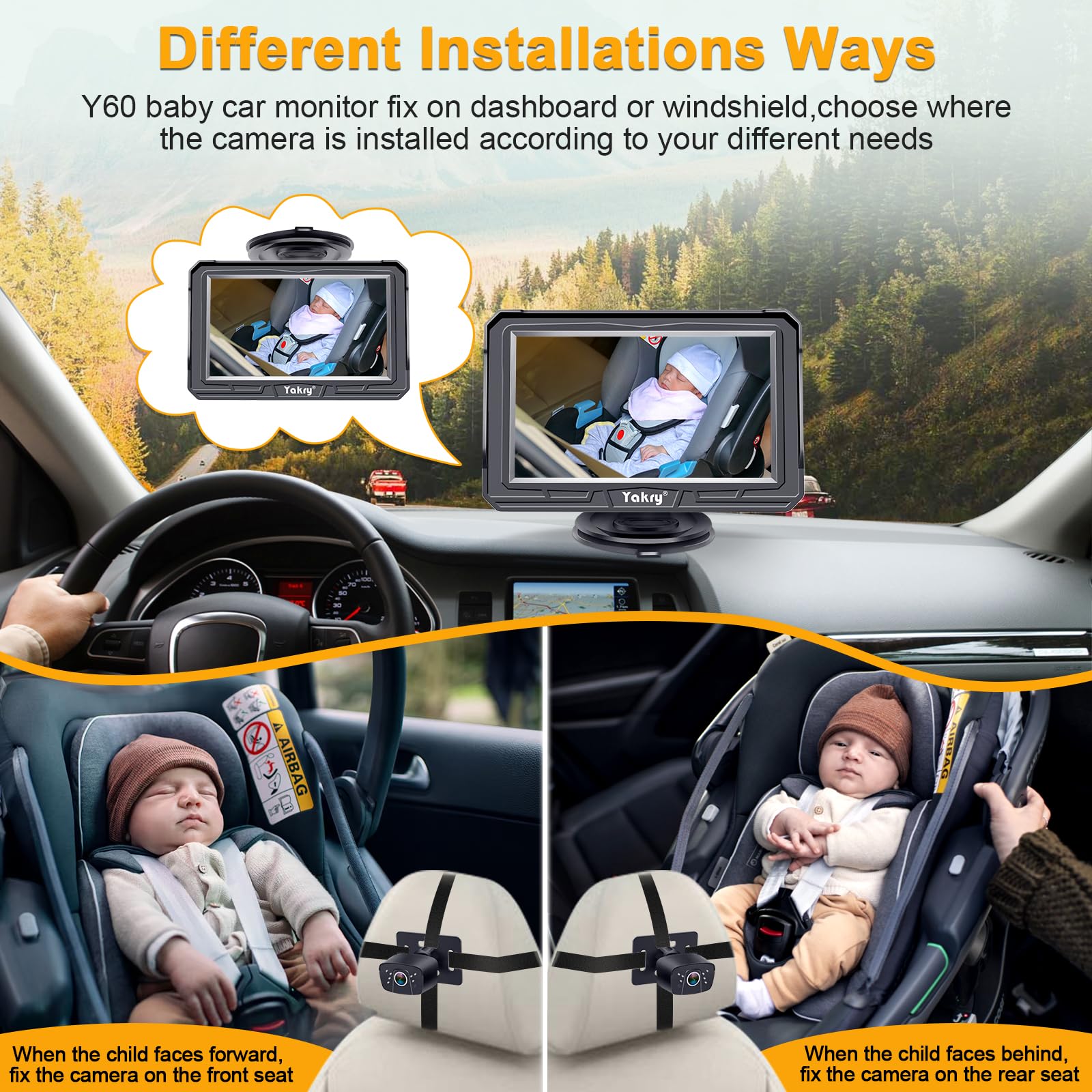Yakry Baby Car Camera supports safe driving while monitoring baby
