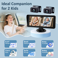 Yakry dual camera backseat monitor captures both seats clearly
