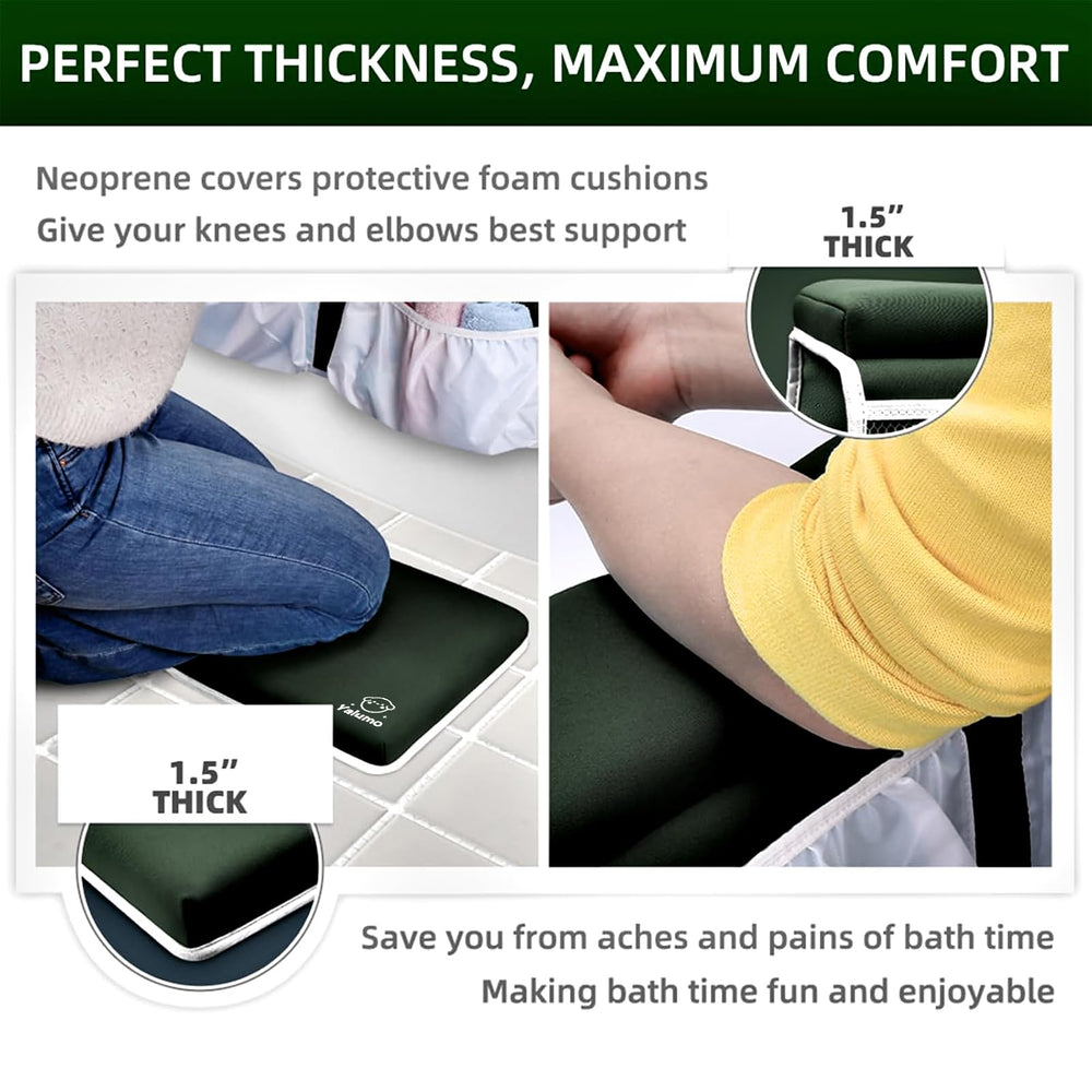 Yalumo kneeler foam detail highlights 1.5 inch thickness for knee and elbow support.