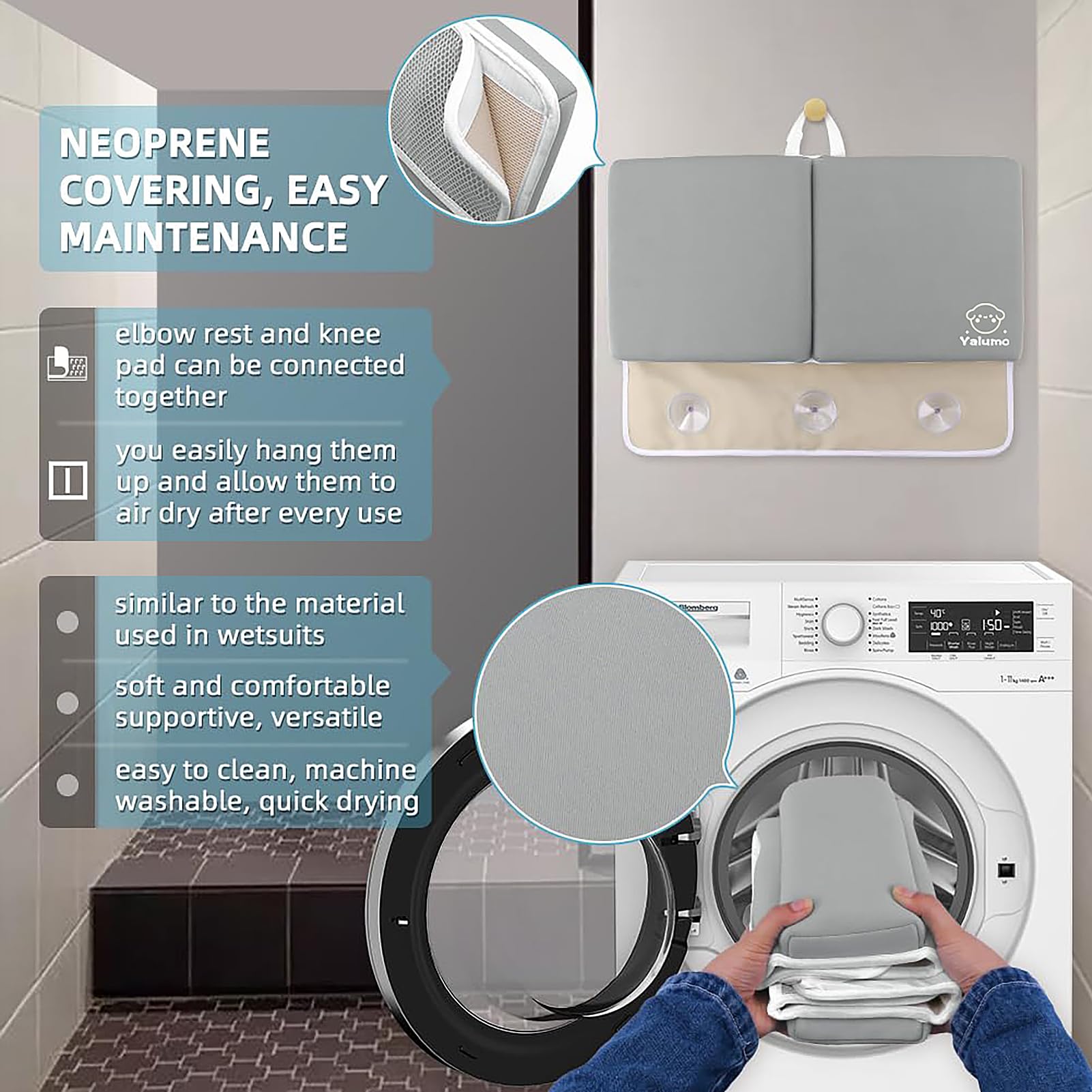 Yalumo inner mesh pockets store toys while letting water drain
