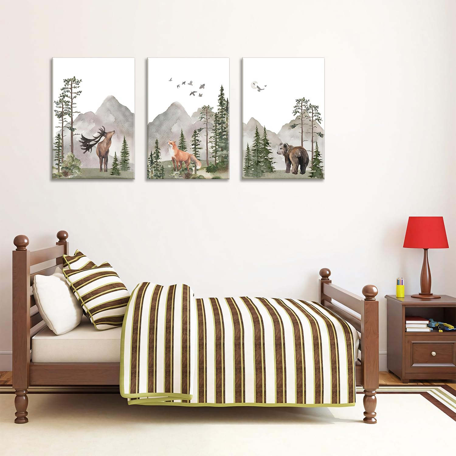 Yaneiro Woodland Bear canvas print offers a cozy focal point for rooms.