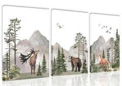Yaneiro Woodland Deer canvas print adds soft woodland charm to the nursery.