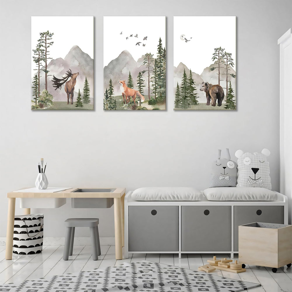 Yaneiro Woodland Fox canvas print brings playful energy with gentle hues.