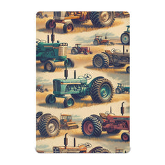 Yanendie crib sheet front view with tractor print, soft cotton for cozy sleep
