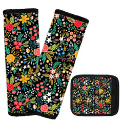 Yangbliss flower-pattern car seat strap pad offers soft comfort on car rides.