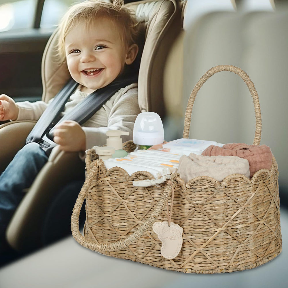 YANGQIHOME Diaper Caddy sturdy handles make room-to-room moves easy.