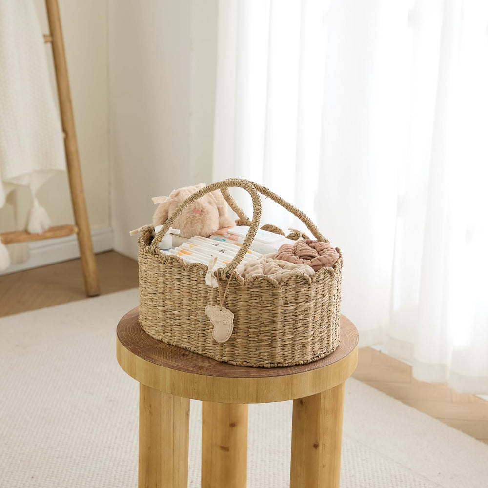 Multipurpose baby basket doubles as toy bin or bathroom caddy for versatile use