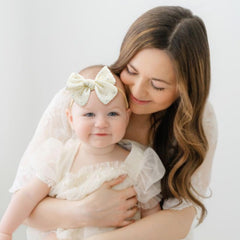 YanJie 3Pcs lace hair bows in beige for versatile outfits