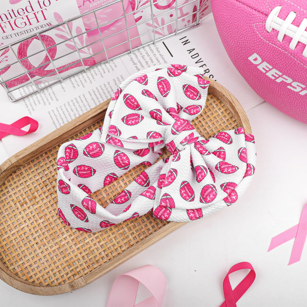 YanJie pink football bows, soft weave and elastic band for growing with your child