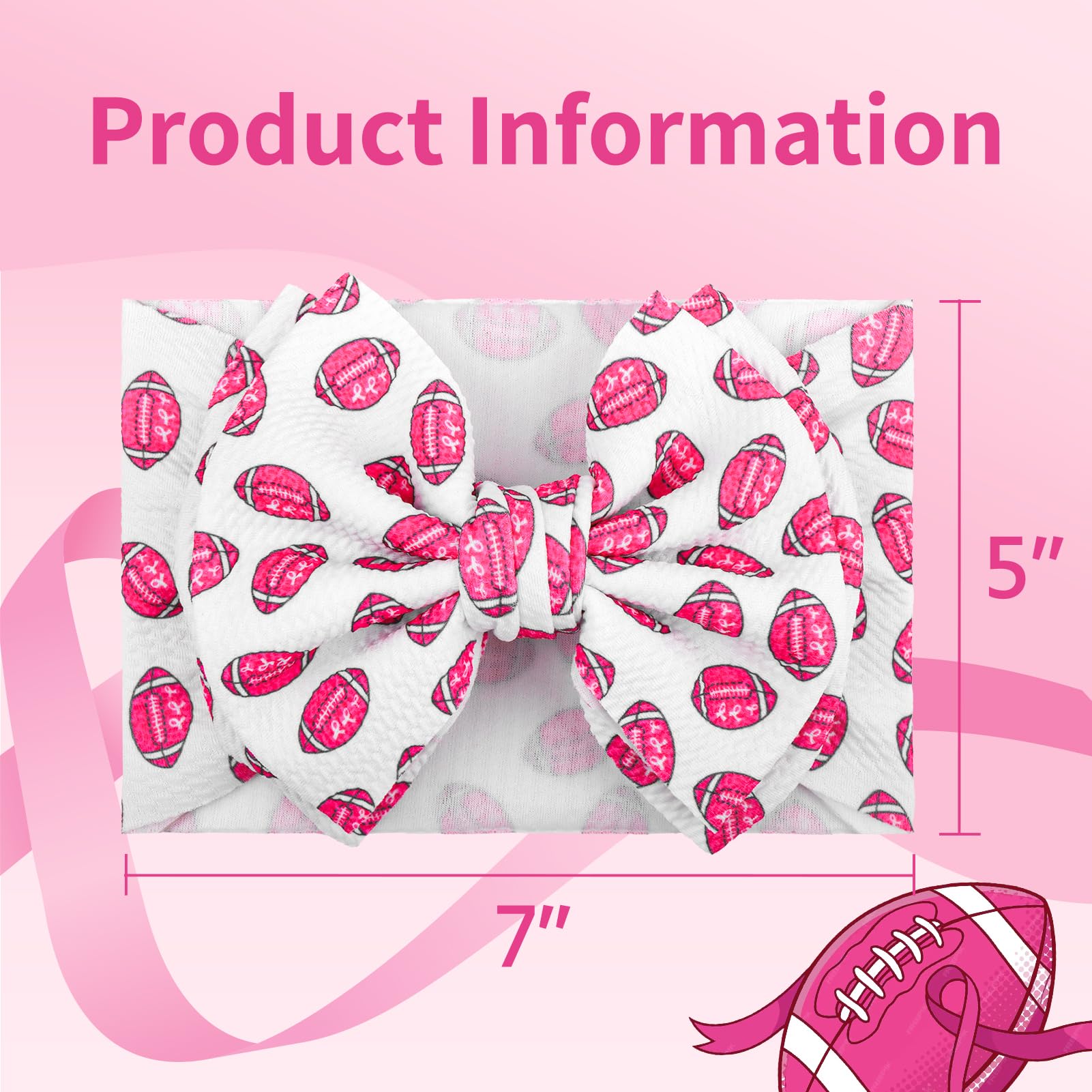 YanJie handmade pink football bows headband, drama-free headwear for stylish outings