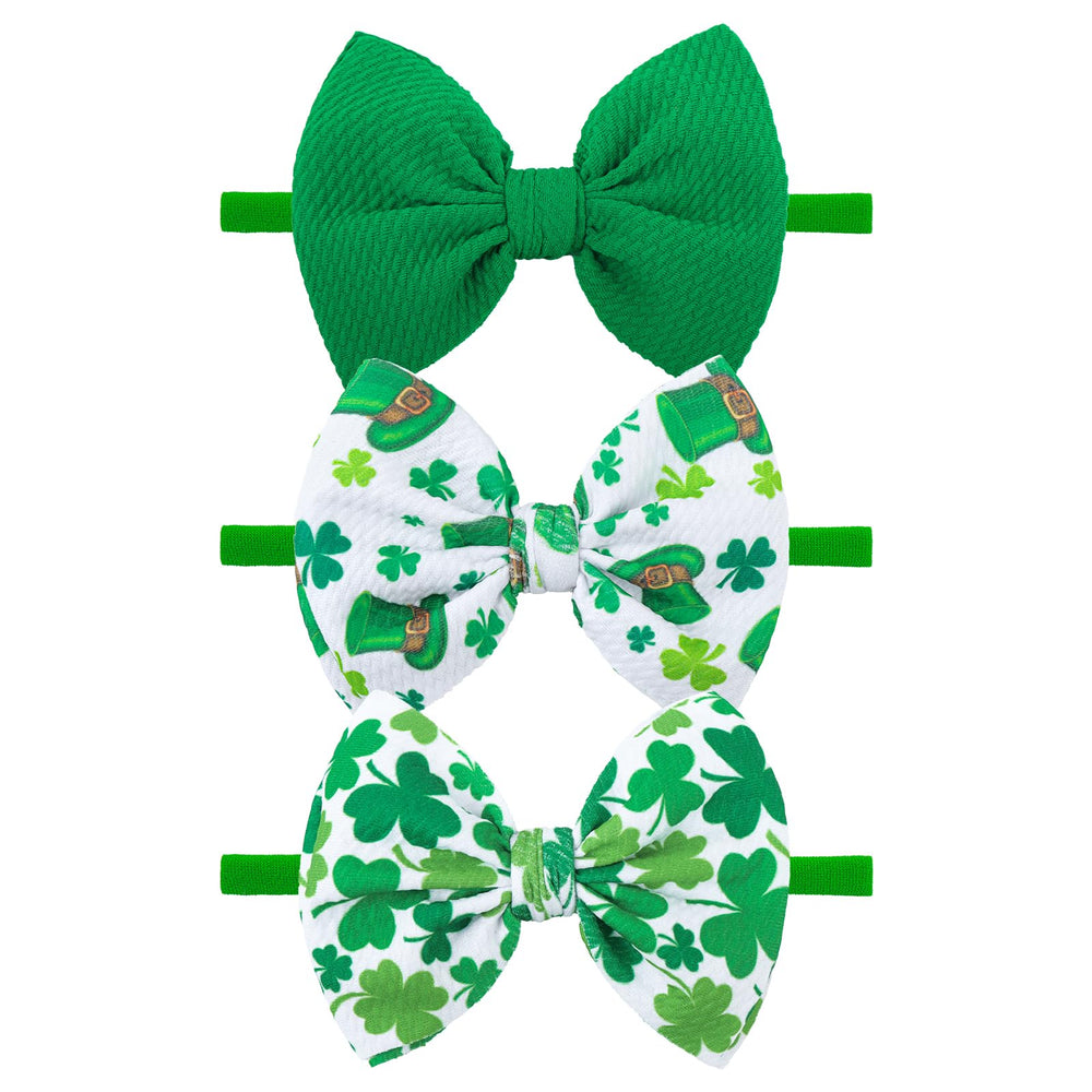 YanJie Shamrock green bow set for newborns and toddlers, ideal for St Patrick's Day photos
