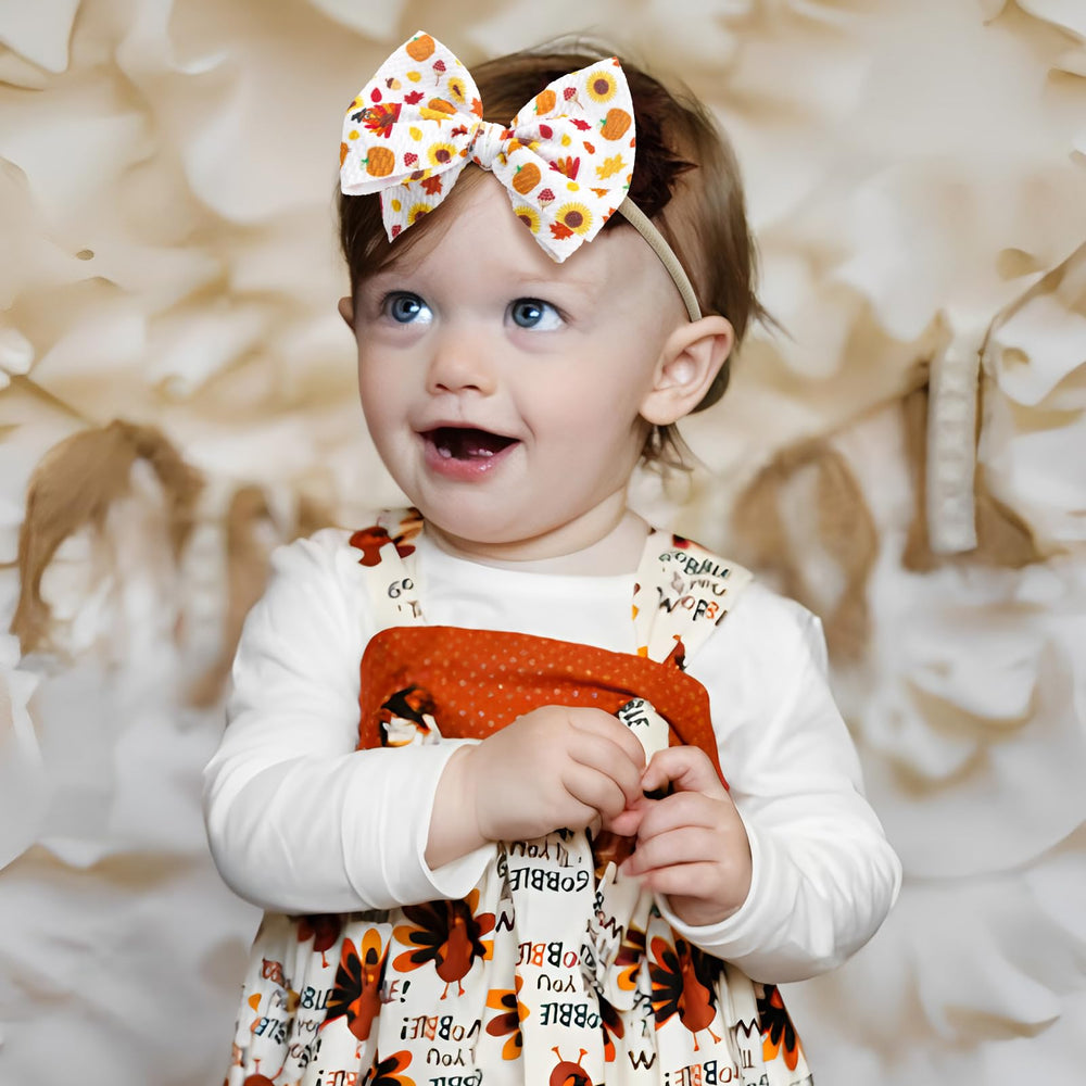 YanJie turkey print bow for baby girls, festive and comfortable.