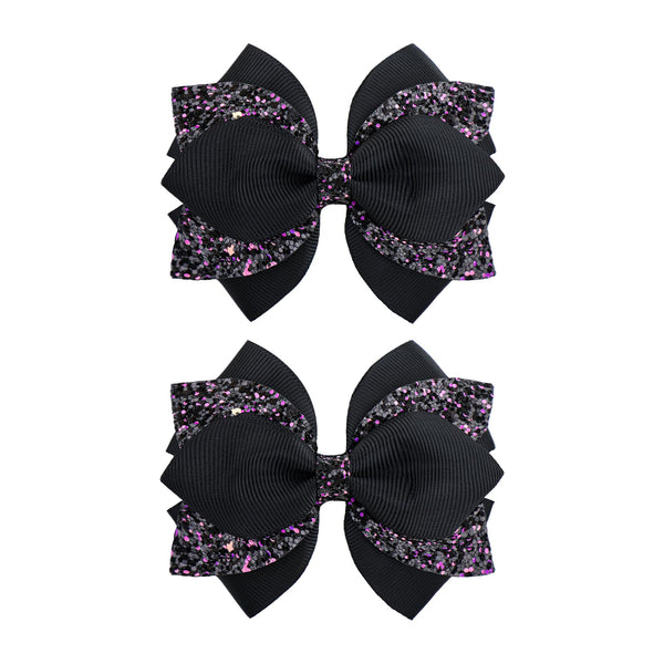 YanJie black bow clip with secure alligator clip for everyday wear