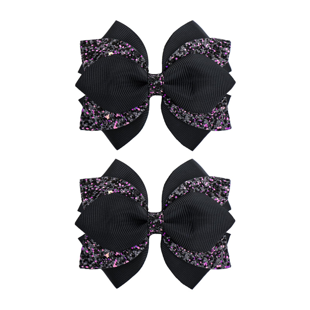 YanJie black bow clip with secure alligator clip for everyday wear