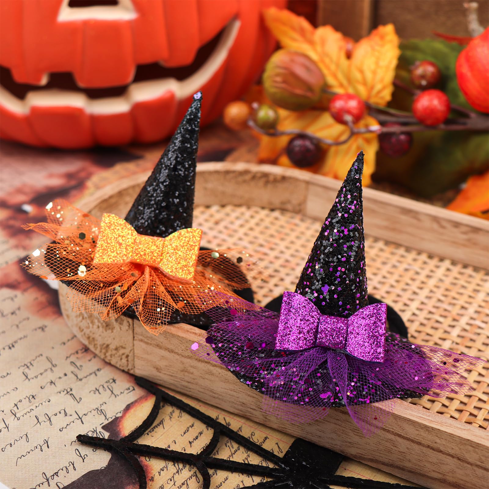 YanJie orange glitter bow adds eye catching contrast.