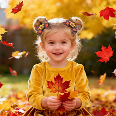 Yanjie fall hair clip in brown pairs with autumn outfits.