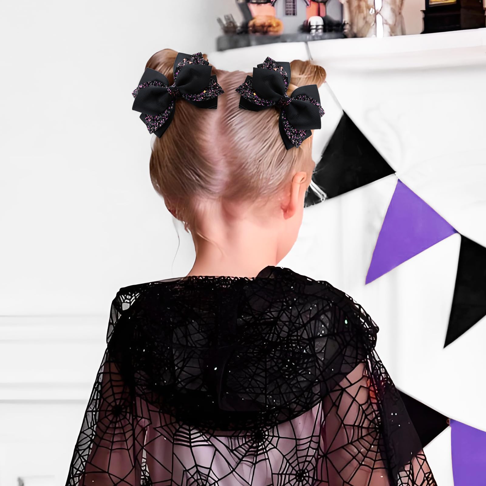 YanJie flower-shaped black bow clip keeps hair in place during activities