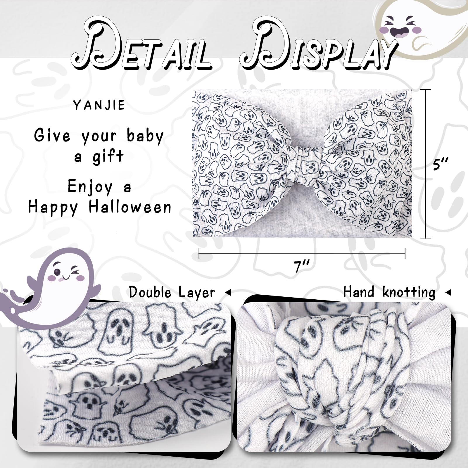 YanJie Halloween headband for toddlers, ghost design, easy fit.